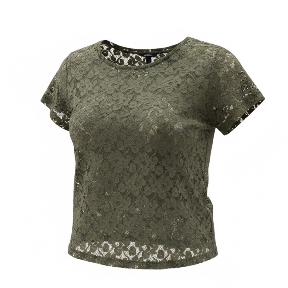 H&M Lace Short Sleeve Top - Olive